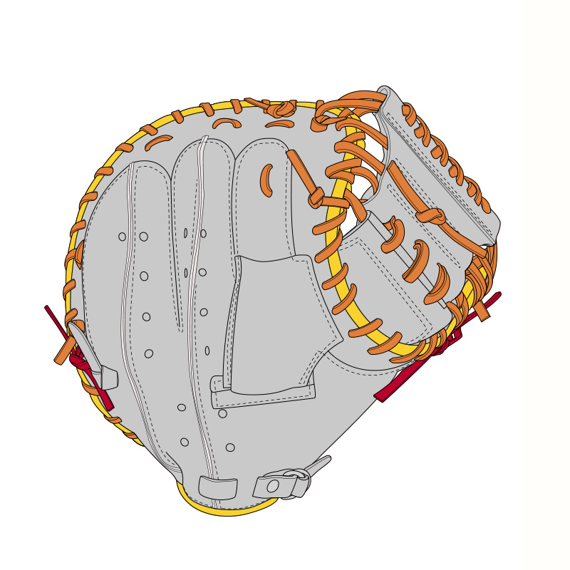 キャッチャーミットの紐・ヘリ革・裏革・ムートンの色を変更